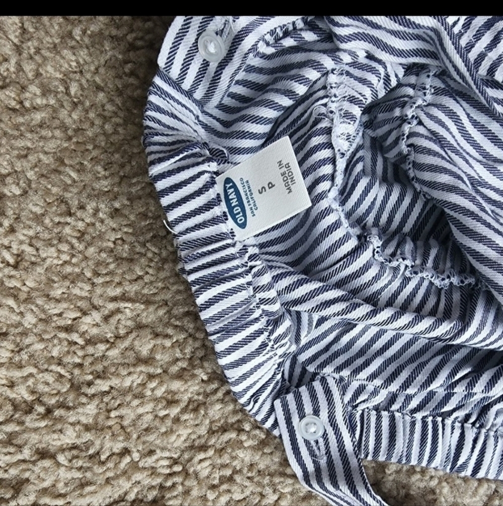 Old Navy Linen Striped Cotton Sleeveless Wide Leg Jumpsuit NWT SP - Picture 5 of 6